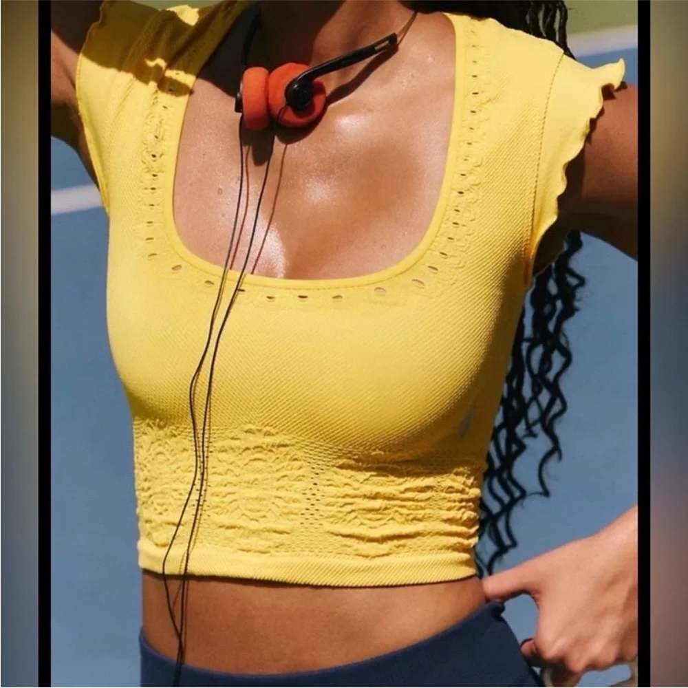 FP Movement Take Me Away Cami Crop Top Fresh Mango Yellow XS/S NWOT